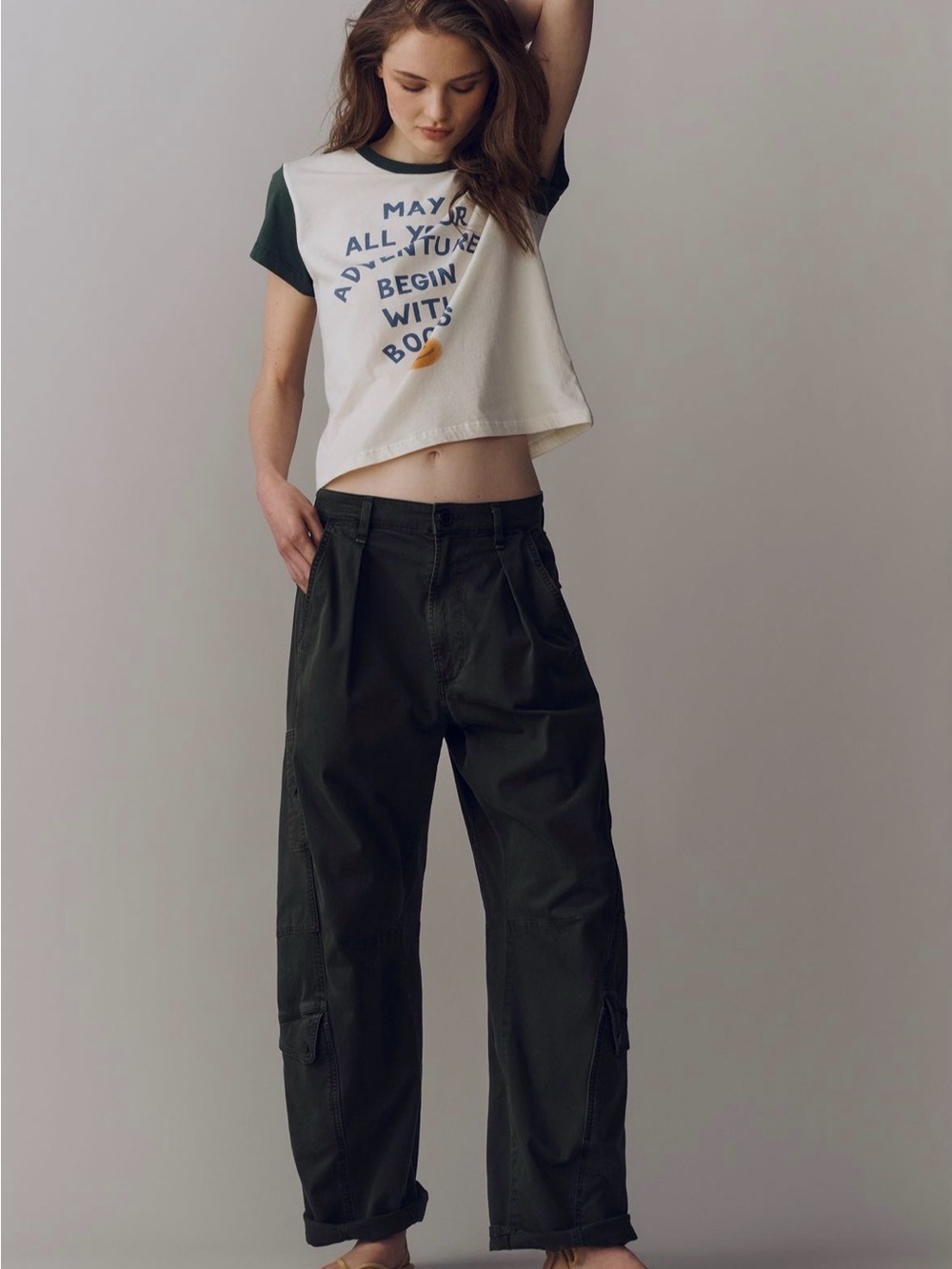 MOTHER White Tee with Dark Green Trim and Blue Graphic - Picture 7 of 8